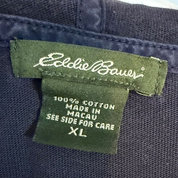 Eddie Bauer Navy Cotton Hooded Henley Shirt Men’s Size XL - Picture 5 of 7